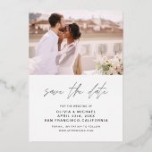 Hochzeit Speichern Sie das Date Foto Minimalistisc Folieneinladung (Rückseite)