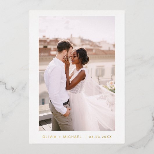 Hochzeit Speichern Sie das Date Foto Minimalistisc Folieneinladung (Vorderseite)