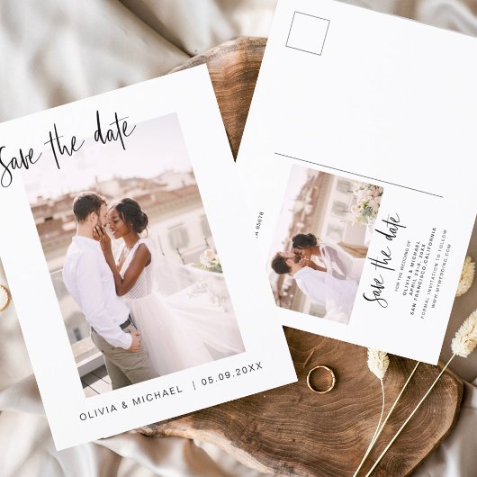Hochzeit Speichern Sie das Date-Foto Minimalistisc Postkarte