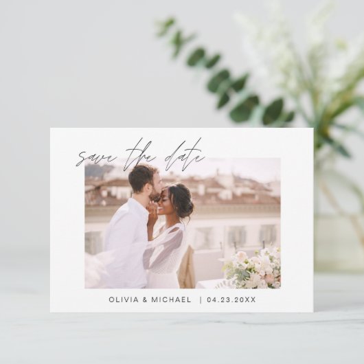 Hochzeit Speichern Sie das Date-Foto Minimalistisc Save The Date (Stehend Vorderseite)