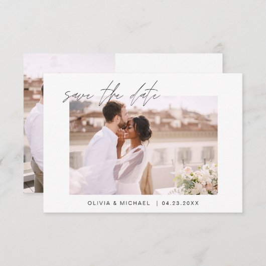 Hochzeit Speichern Sie das Date-Foto Minimalistisc Save The Date (Vorne/Hinten)