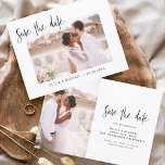 Hochzeit Speichern Sie das Date-Foto Minimalistisc Save The Date<br><div class="desc">Hochzeit Speichern Sie die Datumskarten,  die ein Foto auf der Vorder- und Rückseite haben. Die Save the Date-Karten enthalten eine moderne,  handgeschriebene,  kursive Schriftzeichen-Typografie,  die elegant,  einfach und modern nach einem einfachen Hochzeitstag-Fest zu verwenden sind.</div>