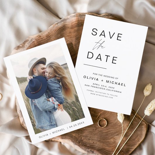 Hochzeit Speichern Sie das Date-Foto Minimalistisc Save The Date