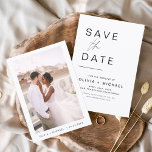 Hochzeit Speichern Sie das Date-Foto Minimalistisc Save The Date<br><div class="desc">Hochzeit Speichern Sie die Datumskarten,  die ein Foto auf der Vorderseite haben. Die Save the Date-Karten enthalten eine moderne,  handgeschriebene,  kursive Schriftzeichen-Typografie,  die elegant,  einfach und modern nach einem einfachen Hochzeitstag-Fest zu verwenden sind.</div>