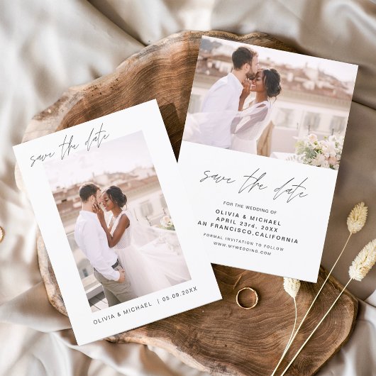 Hochzeit Speichern Sie das Date-Foto Minimalistisc Save The Date