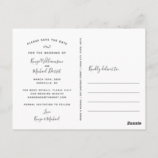 Hochzeit Speichern Sie das Date Foto Script botani Postkarte (Rückseite)