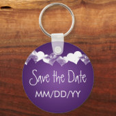 Hochzeit speichern Sie das Date Grunge hört Lila Schlüsselanhänger (Vorderseite)
