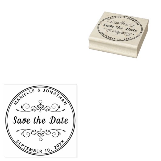 Hochzeit Speichern Sie das Date Heart Modernes Skr Gummistempel (Stempel)