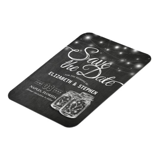 Hochzeit speichern Sie das Date Mason Jars String Magnet (Linke Seite)