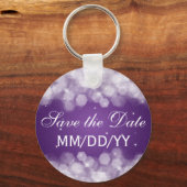 Hochzeit speichern Sie das Date Party Sparkle Lila Schlüsselanhänger (Vorderseite)
