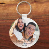 Hochzeit Speichern Sie das Date Simple Foto Callig Schlüsselanhänger (Vorderseite)