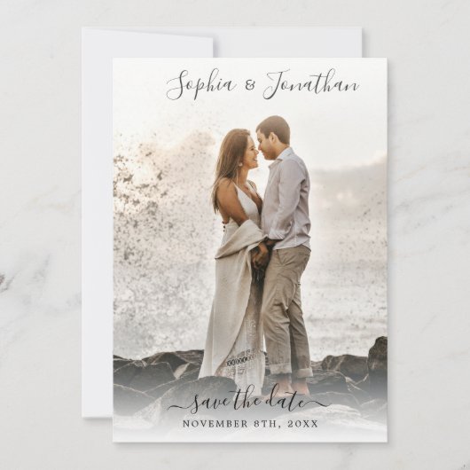 Hochzeit Speichern Sie das Datum 2 Fotos Hübscher Einladung (Vorderseite)