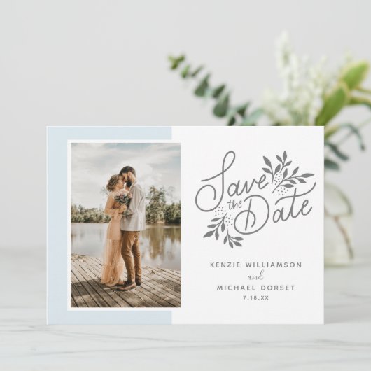 Hochzeit Speichern Sie das Datum 2 Fotos Script Bo Save The Date (Stehend Vorderseite)
