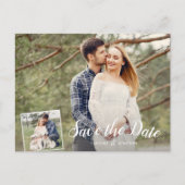 Hochzeit Speichern Sie das Datum 2 Fotos Weißkalli Postkarte (Vorderseite)
