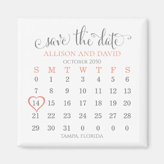 Hochzeit speichern Sie das Datum, an dem 5 Zeilen Magnet (Vorne)