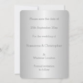 Hochzeit speichern Sie das Datum, an dem Silber hö Save The Date (Rückseite)