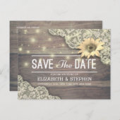 Hochzeit speichern Sie das Datum, an dem Sonnenblu Ankündigungspostkarte (Vorne/Hinten)