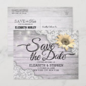 Hochzeit speichern Sie das Datum, an dem Sonnenblu Ankündigungspostkarte (Vorne/Hinten)