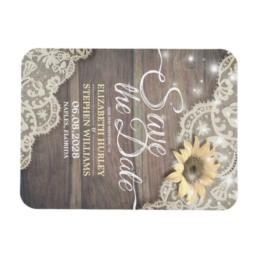 Hochzeit speichern Sie das Datum, an dem Sonnenblu Magnet (Horizontal)