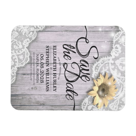 Hochzeit speichern Sie das Datum, an dem Sonnenblu Magnet (Horizontal)