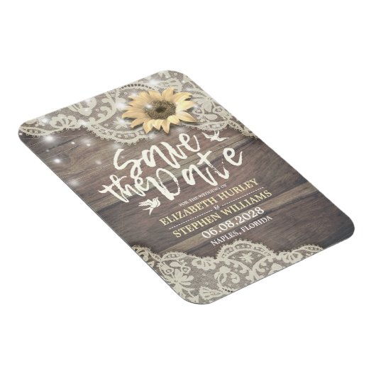 Hochzeit speichern Sie das Datum, an dem Sonnenblu Magnet (Rechte Seite)