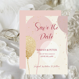 Hochzeit speichern Sie das Datum Ankündigung Pink