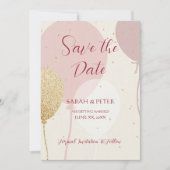 Hochzeit speichern Sie das Datum Ankündigung Pink (Vorderseite)