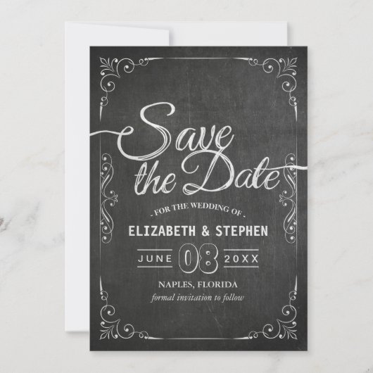 Hochzeit speichern Sie das Datum Black Gold Script Save The Date (Vorderseite)