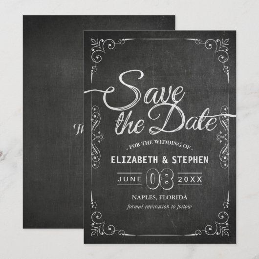 Hochzeit speichern Sie das Datum Black Gold Script Save The Date (Vorne/Hinten)