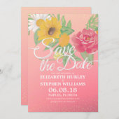 Hochzeit speichern Sie das Datum Blume rosa Gold G Save The Date (Vorne/Hinten)