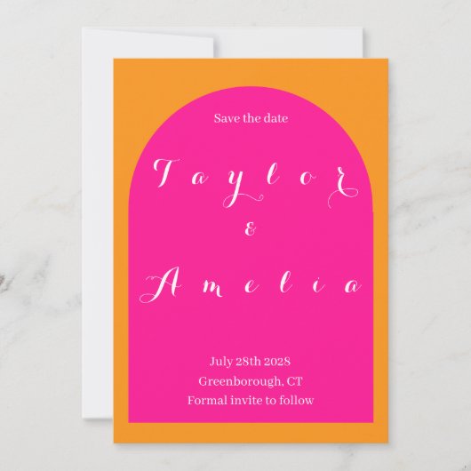 Hochzeit Speichern Sie das Datum Boho Arch Rosa un Save The Date (Vorderseite)