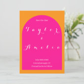 Hochzeit Speichern Sie das Datum Boho Arch Rosa un Save The Date (Stehend Vorderseite)