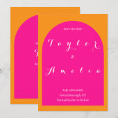 Hochzeit Speichern Sie das Datum Boho Arch Rosa un Save The Date (Vorne/Hinten)