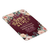 Hochzeit speichern Sie das Datum Burgundy florale  Magnet (Rechte Seite)