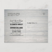 Hochzeit speichern Sie das Datum Champagner Glass  Ankündigungspostkarte (Rückseite)