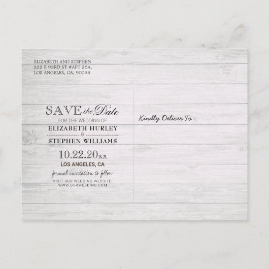 Hochzeit speichern Sie das Datum Champagner Glass Ankündigungspostkarte (Rückseite)