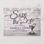 Hochzeit speichern Sie das Datum Champagner Glass  Ankündigungspostkarte (Vorderseite)