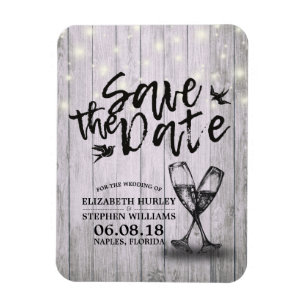 Hochzeit speichern Sie das Datum Champagner Glass  Magnet