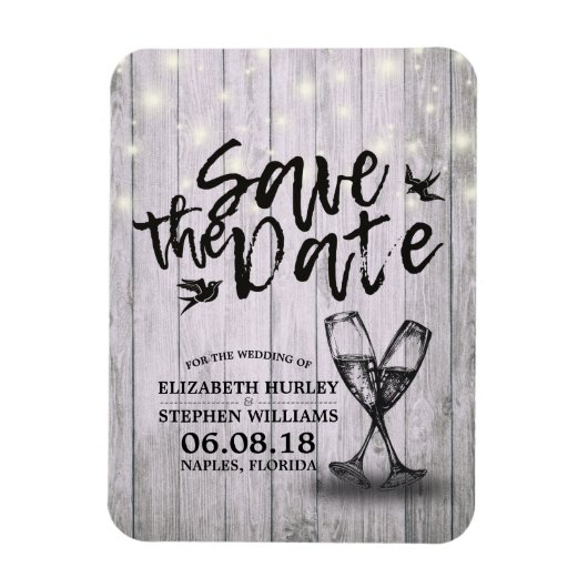 Hochzeit speichern Sie das Datum Champagner Glass  Magnet (Vertikal)