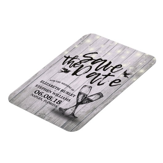 Hochzeit speichern Sie das Datum Champagner Glass  Magnet (Linke Seite)