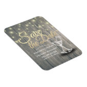 Hochzeit speichern Sie das Datum Champagner Glass Magnet (Rechte Seite)
