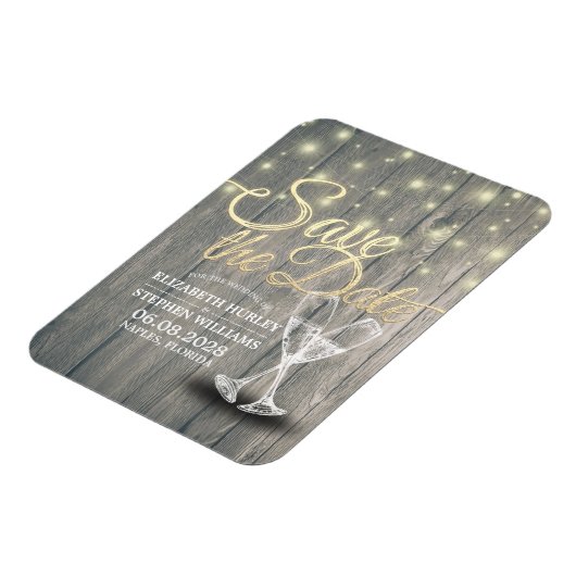 Hochzeit speichern Sie das Datum Champagner Glass  Magnet (Linke Seite)