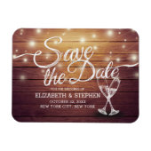 Hochzeit speichern Sie das Datum Champagner Glass Magnet (Horizontal)