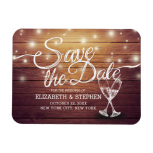 Hochzeit speichern Sie das Datum Champagner Glass  Magnet