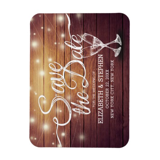 Hochzeit speichern Sie das Datum Champagner Glass Magnet (Vertikal)