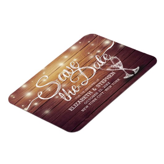 Hochzeit speichern Sie das Datum Champagner Glass Magnet (Linke Seite)