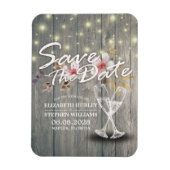 Hochzeit speichern Sie das Datum Champagner Glass Magnet (Vertikal)