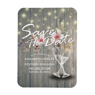 Hochzeit speichern Sie das Datum Champagner Glass Magnet
