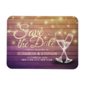 Hochzeit speichern Sie das Datum Champagner Glass  Magnet (Horizontal)