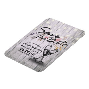 Hochzeit speichern Sie das Datum Champagner Glass  Magnet